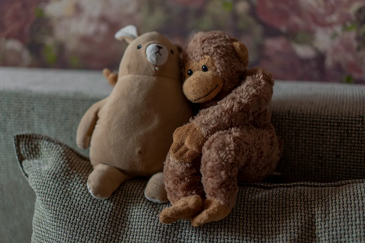 Due peluche che si abbracciano